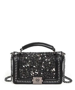 Druzy Designed Iconic Fashion Handbag 136-9079 BLACK
